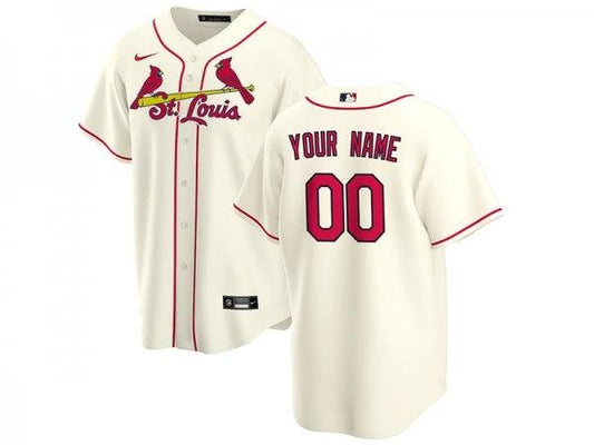 Custom St. Louis Cardinals Cool Base Jersey Cream by My Store