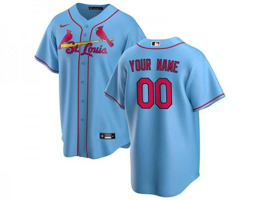 Custom St. Louis Cardinals Cool Base Jersey Light Blue by My Store