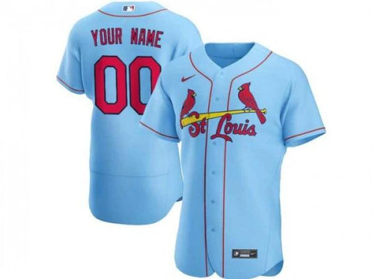 Custom St. Louis Cardinals Flex Base Jersey Light Blue by My Store