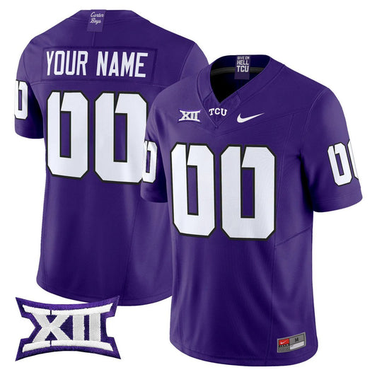 Custom TCU Horned Frogs Jersey Name, Number 2025 Vapor Limited Stitched Purple by My Store NCAA Football Jerseys