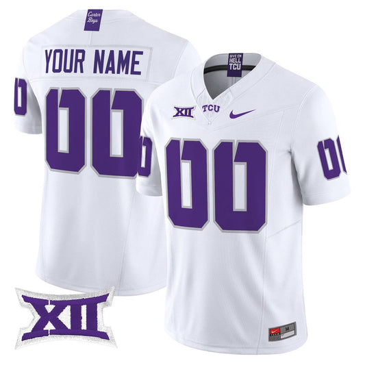 Custom TCU Horned Frogs Jersey Name, Number 2025 Vapor Limited Stitched White by My Store NCAA Football Jerseys