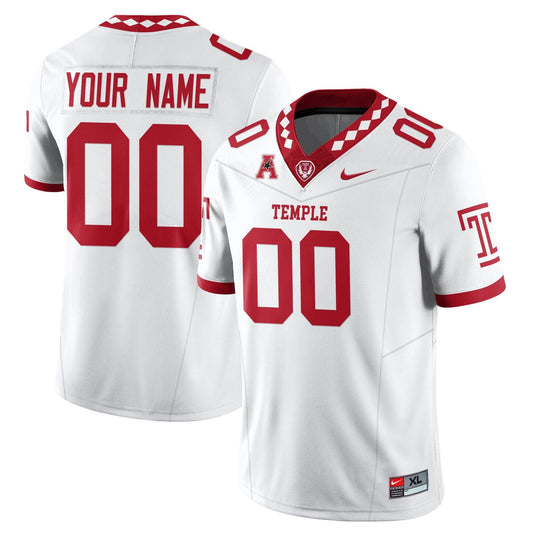 Custom Temple Jersey Name, Number Football 2025 Vapor Limited Stitched White by NCAA Football Jersey