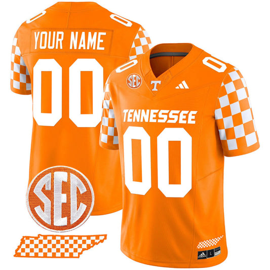 Custom Tennessee Vols Jersey Rebrand 2026 Checkerboard Stitched Orange by My Store NCAA Football Jerseys