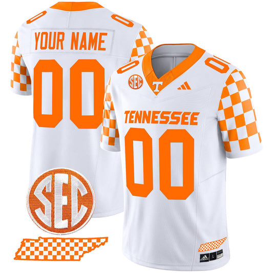 Custom Tennessee Vols Jersey Rebrand 2026 Checkerboard Stitched White by My Store NCAA Football Jerseys