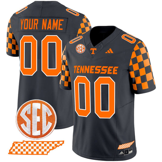 Custom Tennessee Vols Jersey Rebrand 2026 Checkerboard Stitched Smokey Grey by My Store NCAA Football Jerseys