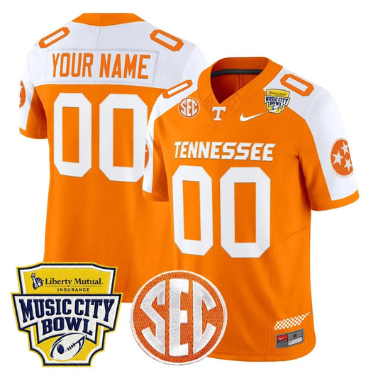 Custom Tennessee Vols Jersey Name, Number 2025 Music City Bowl Stitched Orange Alternate by NCAA Football Jersey