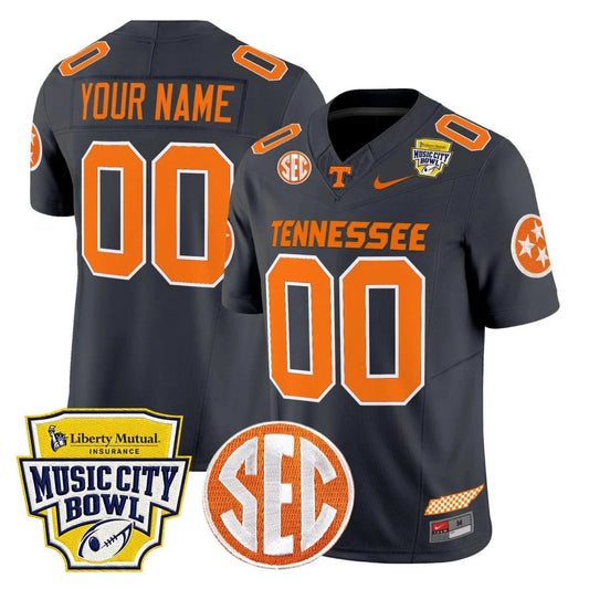 Custom Tennessee Vols Jersey Name, Number 2025 Music City Bowl Stitched Smokey Grey by NCAA Football Jersey