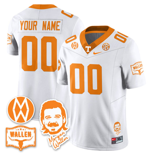 Custom Tennessee Vols Jersey Name, Number Morgan Wallen 2025 Stitched White by My Store