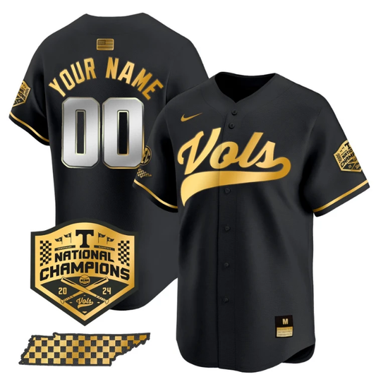 Custom Tennessee Volunteers Jersey 2024 Champions Premier Stitched Black Gold by My Store