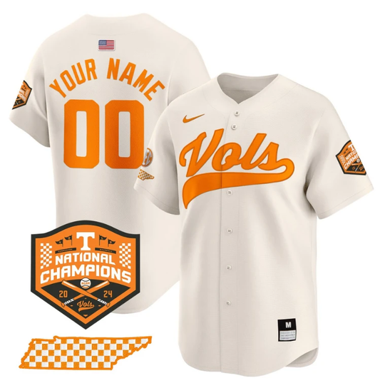 Custom Tennessee Volunteers Jersey 2024 Champions Premier Stitched Cream by My Store
