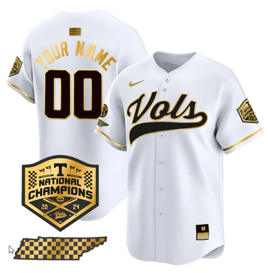 Custom Tennessee Volunteers Jersey 2024 Champions Premier Stitched White Gold by My Store