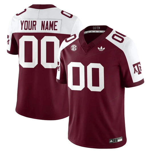Custom Texas A&M Aggies Football Jersey 1975 Throwback Stitched Maroon Alternate by NCAA Football Jersey
