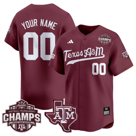 Custom Texas A&M Aggies Jersey 2025 SEC Softball Champions Patch Vapor Stitched Maroon by My Store