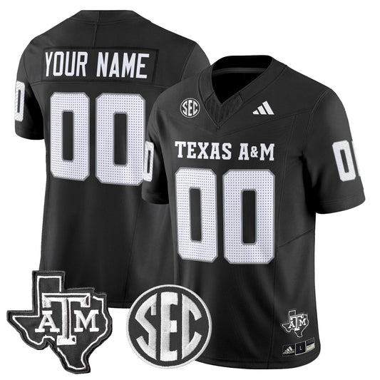 Custom Texas A&M Aggies Jersey Name, Number 2025 Vapor Stitched Black by NCAA Football Jersey