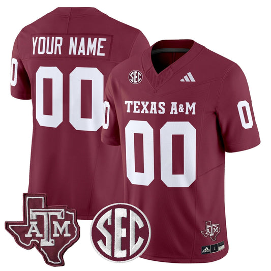 Custom Texas A&M Aggies Jersey Name, Number 2025 Vapor Stitched Maroon by NCAA Football Jersey