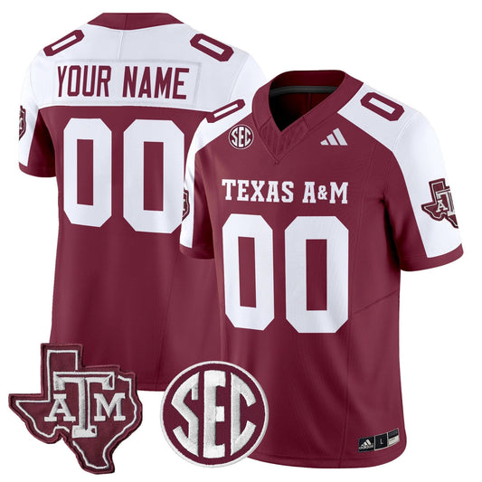 Custom Texas A&M Aggies Jersey Name, Number 2025 Vapor Stitched Maroon Alternate by NCAA Football Jersey