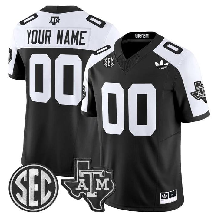 Custom Texas A&M Aggies Jersey Name, Number 2025 Vapor V2 Stitched Black Alternate by NCAA Football Jersey