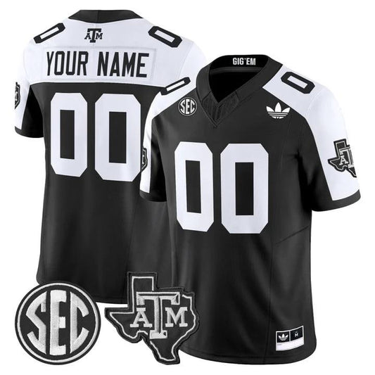Custom Texas A&M Aggies Jersey Name, Number 2025 Vapor V2 Stitched Black Alternate by NCAA Football Jersey