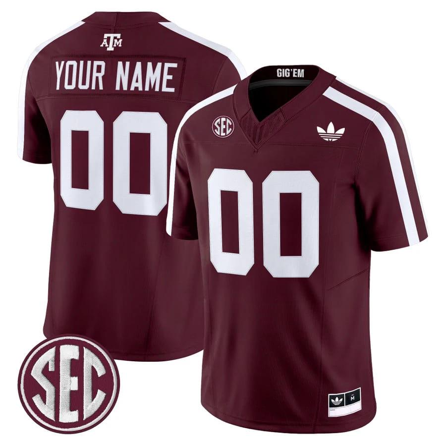Custom Texas A&M Aggies Jersey Name, Number 2025 Vapor V2 Stitched Maroon by NCAA Football Jersey