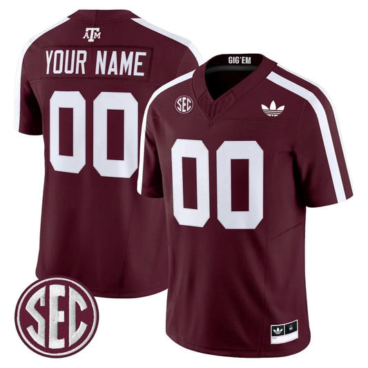 Custom Texas A&M Aggies Jersey Name, Number 2025 Vapor V2 Stitched Maroon by NCAA Football Jersey