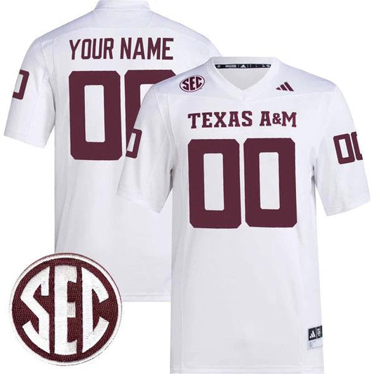 Custom Texas A&M Aggies Jersey Name and Number College Football White Premier – All Stitched by My Store