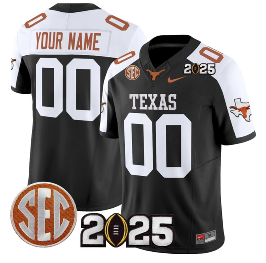 Custom Texas Longhorns Jersey 2025 CFP Final Patch Stitched Black Alternate by NCAA Football Jersey