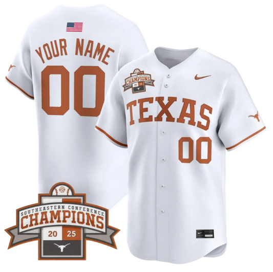 Custom Texas Longhorns Jersey 2025 Southeastern Champions Vapor Limited Stitched White by My Store