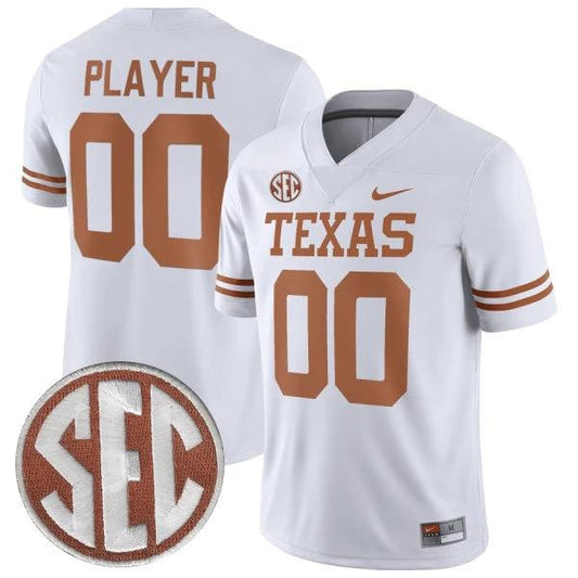 Custom Texas Longhorns Jersey Name and Number College Football White Away Game – All Stitched by My Store