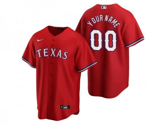 Custom Texas Rangers Cool Base Jersey Red by My Store