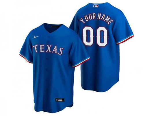 Custom Texas Rangers Cool Base Jersey Royal by My Store
