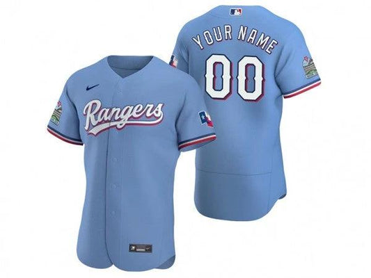Custom Texas Rangers Flex Base Jersey Light Blue by My Store