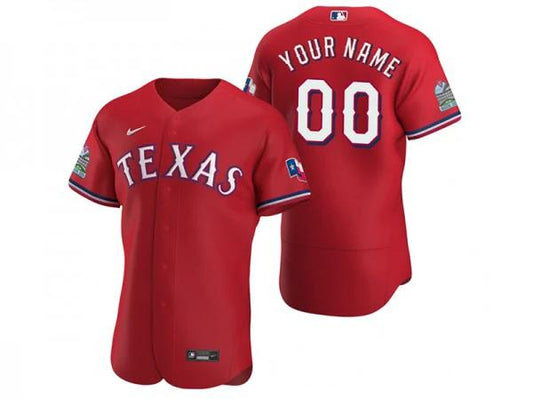 Custom Texas Rangers Flex Base Jersey Red by My Store