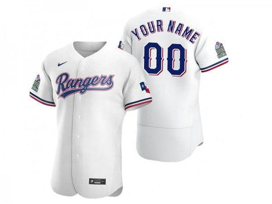 Custom Texas Rangers Flex Base Jersey White by My Store