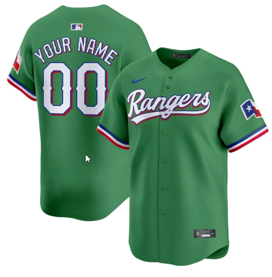 Custom Texas Rangers Jersey Name and Number Green All Stitched by My Store