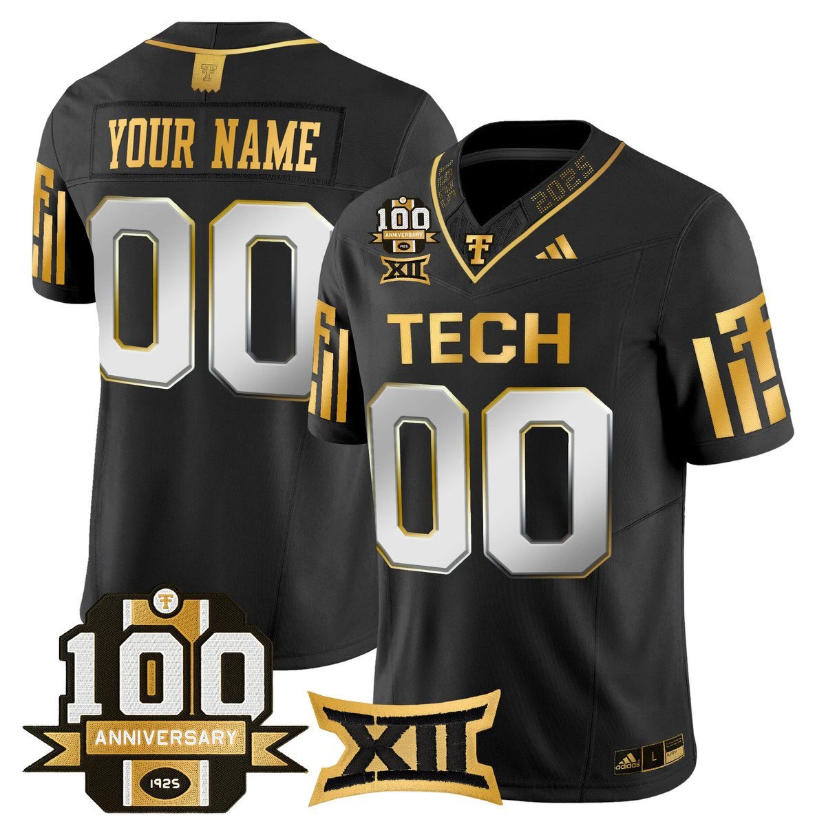 Custom Texas Tech Red Raiders Jersey 2025 100th Anniversary Stitched Black Limited by My Store NCAA Football Jerseys