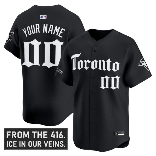 Custom Toronto Blue Jays Jersey Gothic North Edition Stitched Black by My Store