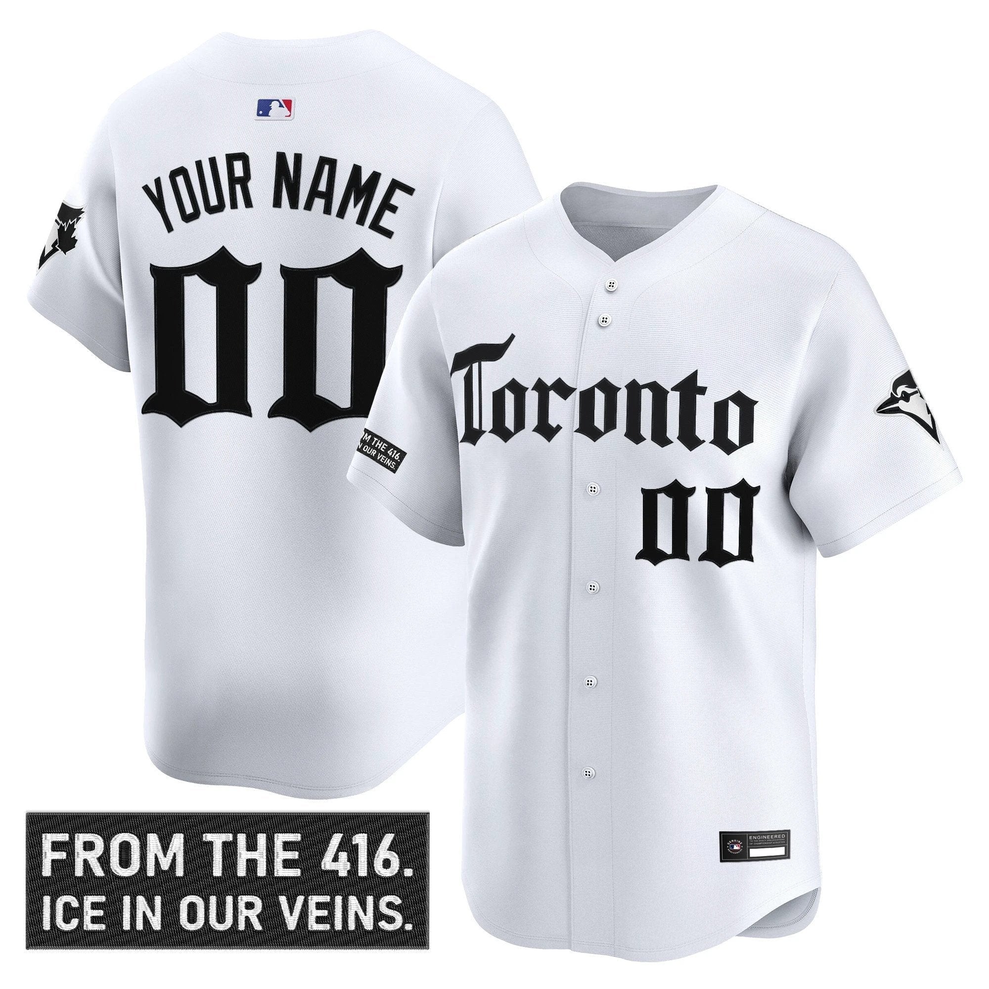 Custom Toronto Blue Jays Jersey Gothic North Edition Stitched White by My Store