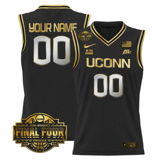 Custom UConn Huskies Jersey 2026 Tournament Final Four Stitched Black Gold by My store basketball