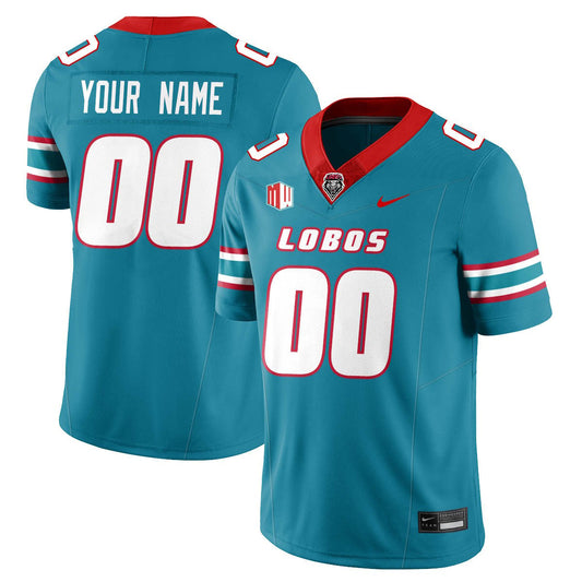 Custom UNM Lobo Football Jersey Name, Number 2025 All Stitched Turquoise by My Store NCAA Football Jerseys