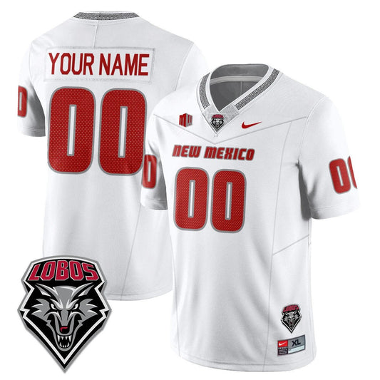 Custom UNM Lobo Football Jersey Name, Number 2025 Stitched White by NCAA Football Jersey