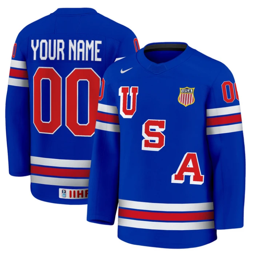 Custom USA Hockey Jersey Name and Number 2025 Premium Stitched Away by Hockey David