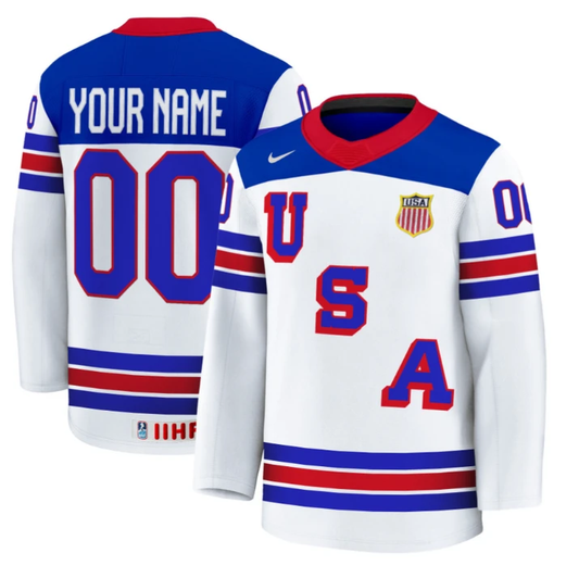 Custom USA Hockey Jersey Name and Number 2025 Premium Stitched Home by Hockey David