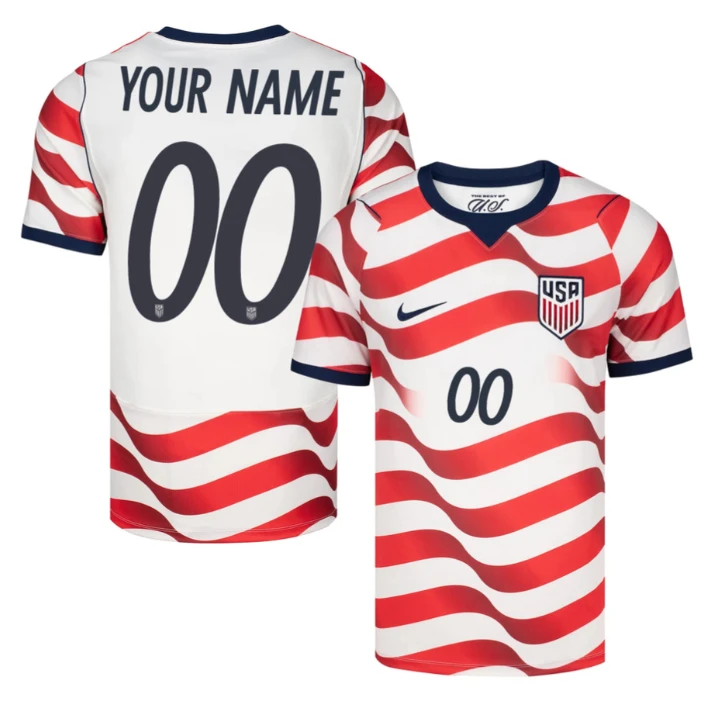 Custom USMNT Jersey Name, Number 2026 World Cup Match Stitched Stripes Soccer by Soccer Jersey