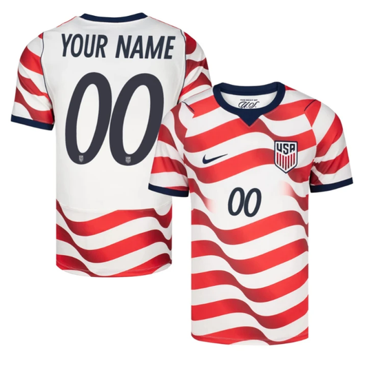 Custom USMNT Jersey Name, Number 2026 World Cup Match Stitched Stripes Soccer by Soccer Jersey