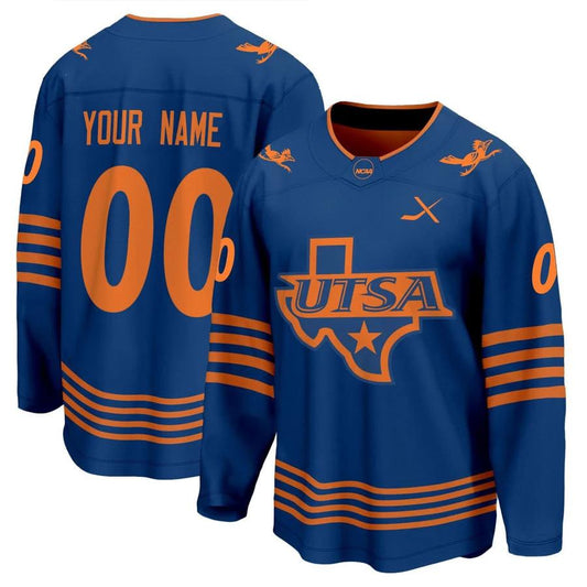 Custom UTSA Hockey Jersey Name and Number All Stitched Navy by Hockey David