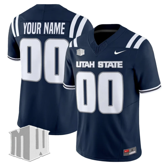 Custom Utah State Aggies Jersey Name, Number 2025 Vapor Limited Stitched Navy by My Store NCAA Football Jerseys