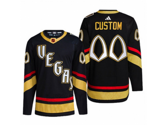 Custom Vegas Golden Knights Balck Reverse Retro 2.0 Jersey by Hockey David