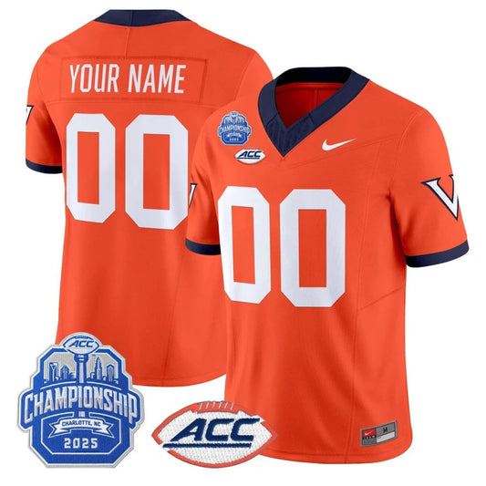 Custom Virginia Cavaliers Jersey 1995 Throwbacks 2025 ACC Championship Patch Orange by NCAA Football Jersey