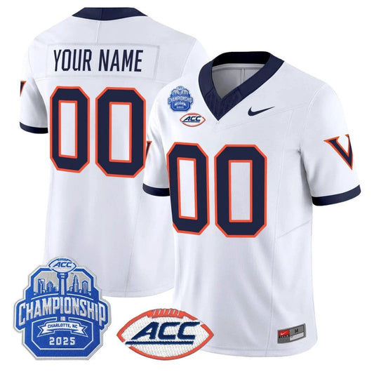 Custom Virginia Cavaliers Jersey 1995 Throwbacks 2025 ACC Championship Patch White by NCAA Football Jersey