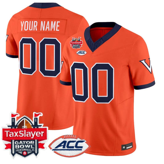 Custom Virginia Cavaliers Jersey 1995 Throwbacks Gator Bowl Patch Stitched Orange by NCAA Football Jersey